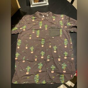 Altamont Brown Shirt with Green Plant Print